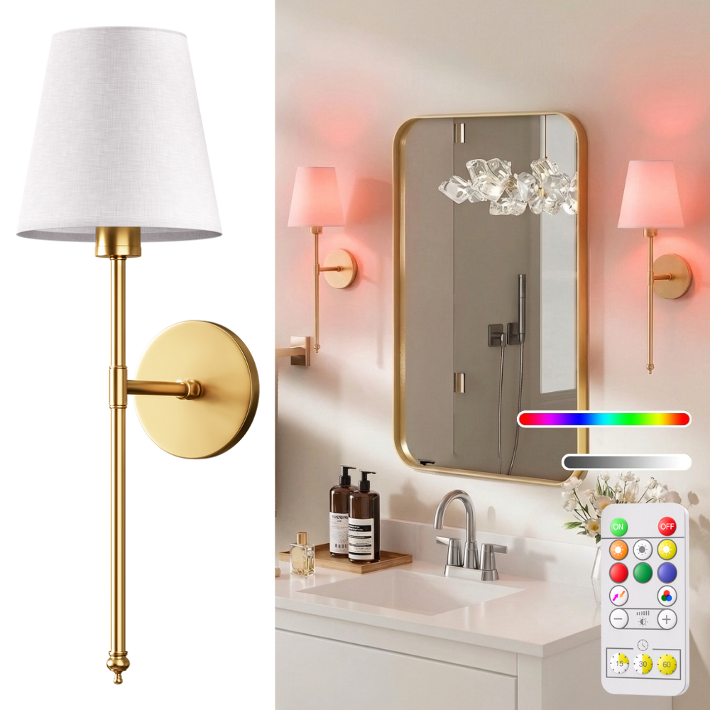 NordicAura – Applique murale rechargeable sans fil en or brossé