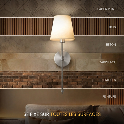 NordicAura – Applique murale sans fil rechargeable en argent brossé